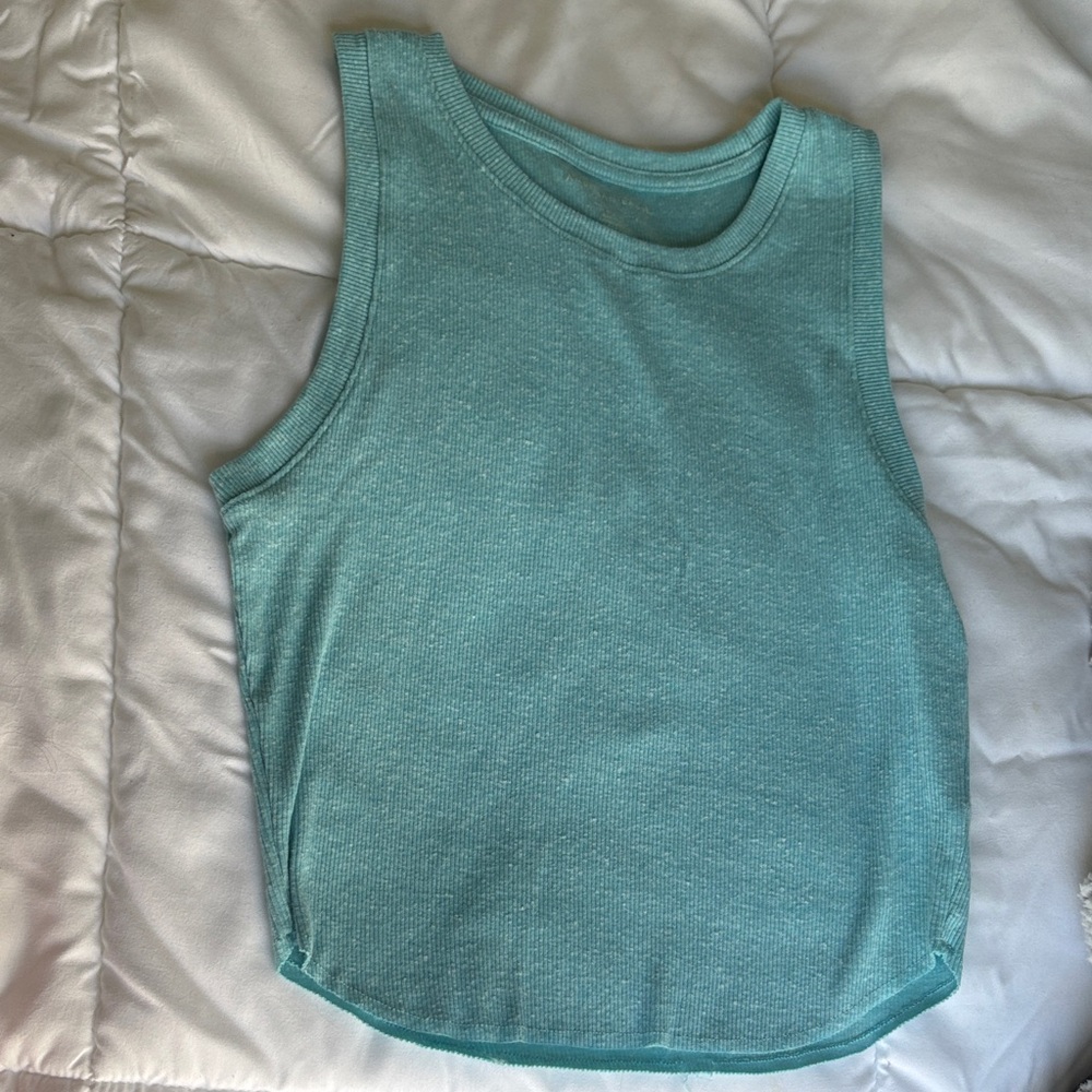 American Eagle Outfitters Ribbed Crewneck Tank Blue & Pink
